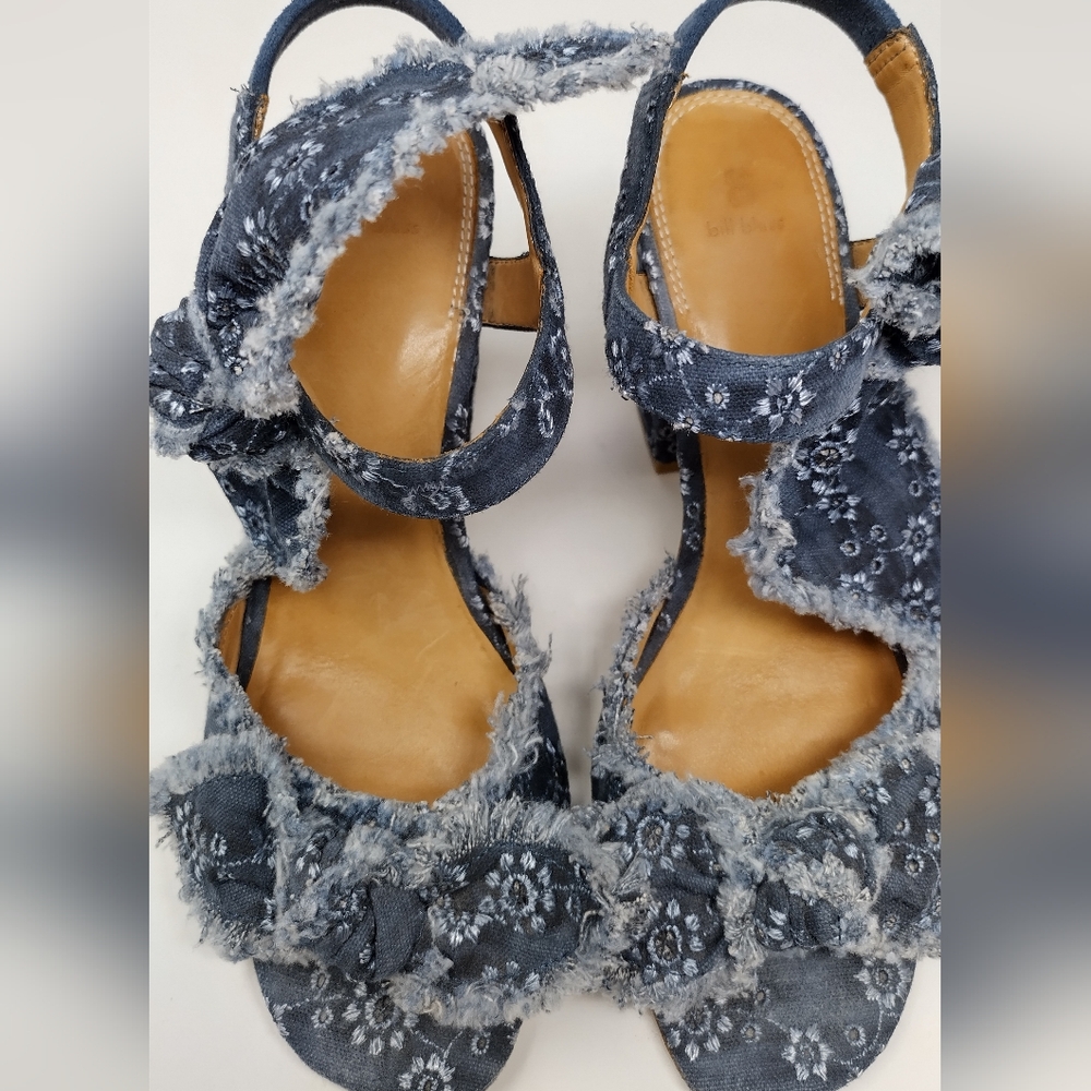 Anthropologie Bill Blass Carmen Denim Bow Block Heel Sandals - 8 - Picture 6 of 6